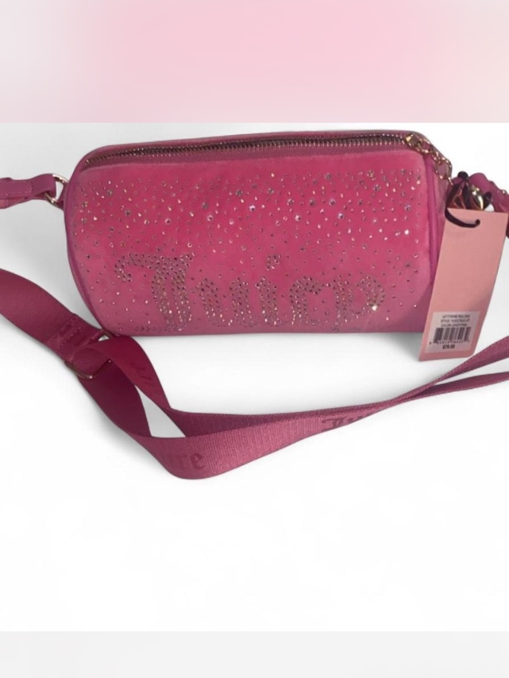 Juicy Couture Fuchsia Rhinestone Logo Crossbody Bag
